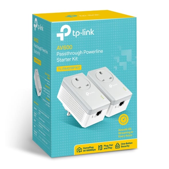 TL-PA4010P KIT - Passthrough Powerline 600 Starter Kit, 1 Port - Image 1
